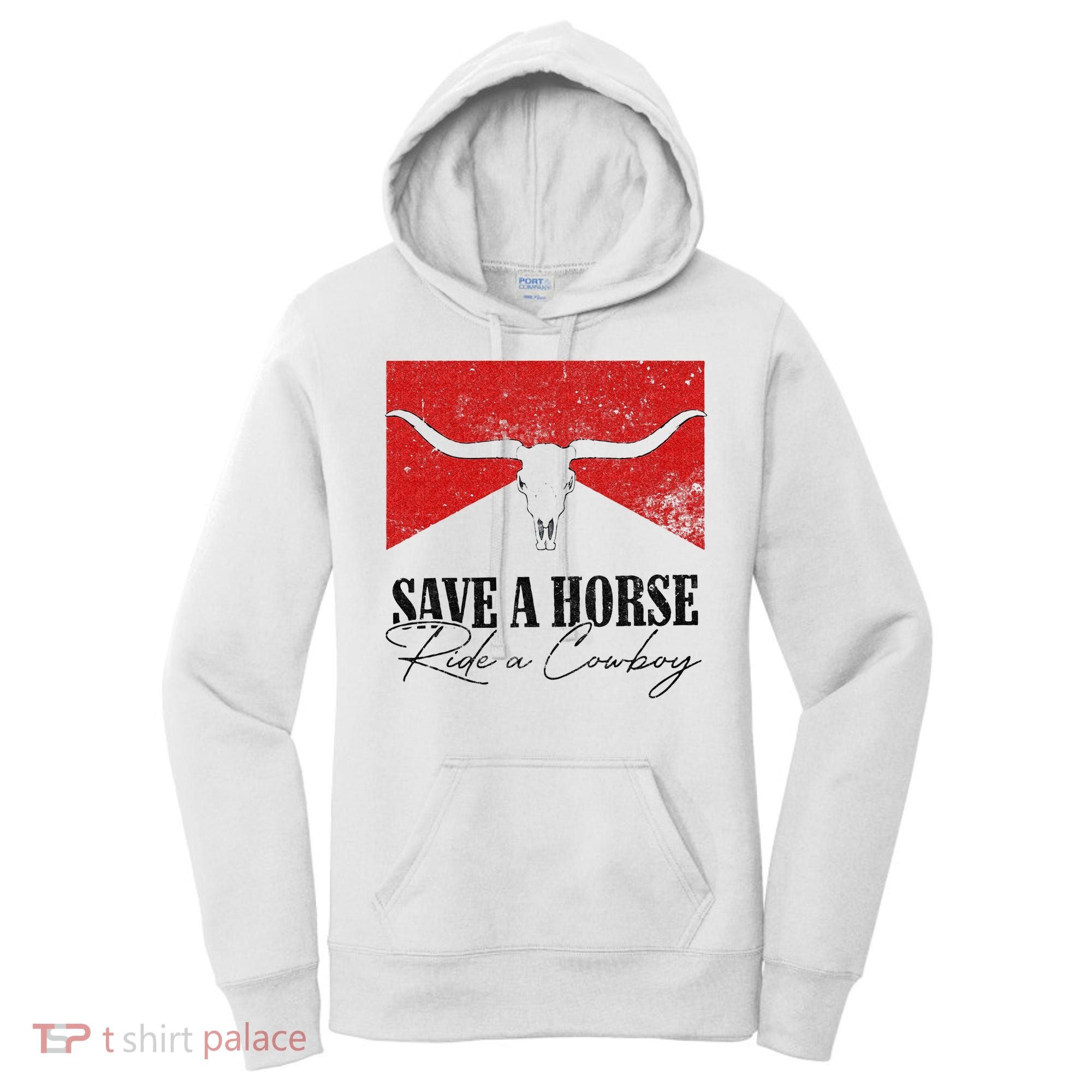 Retro Bull Skull Western Country Save A Horse Ride A Cowboy Women's Hoodie