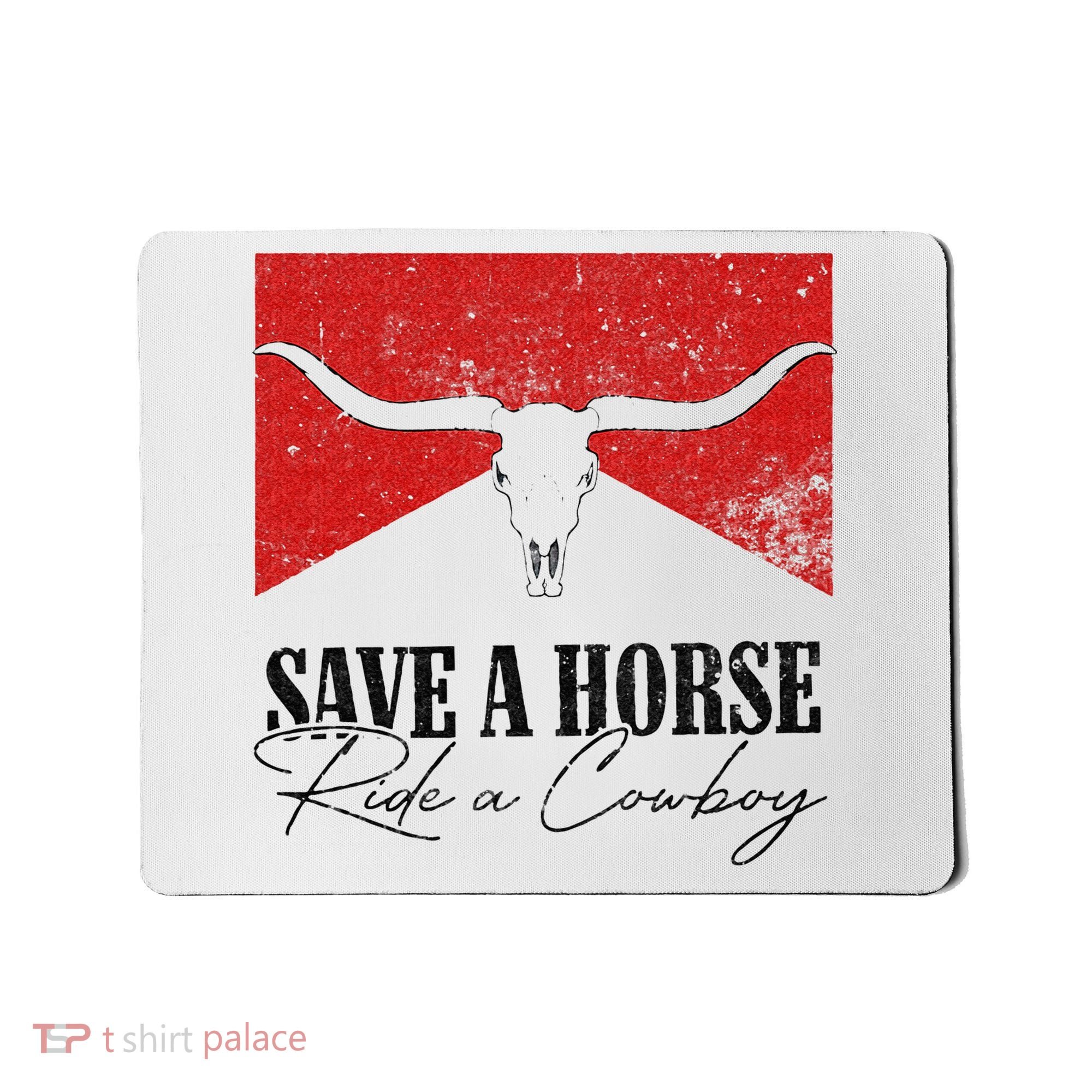 Retro Bull Skull Western Country Save A Horse Ride A Cowboy Mousepad