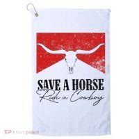 Retro Bull Skull Western Country Save A Horse Ride A Cowboy Golf Towel thumb 0