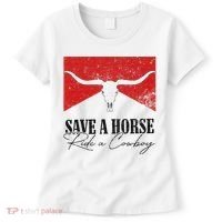 Retro Bull Skull Western Country Save A Horse Ride A Cowboy Women's T-Shirt thumb 0