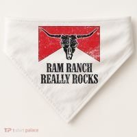 Retro Bull Skull Western Life Country Ram Ranch Rockin' Vibes USA-Made Doggie Bandana thumb 0