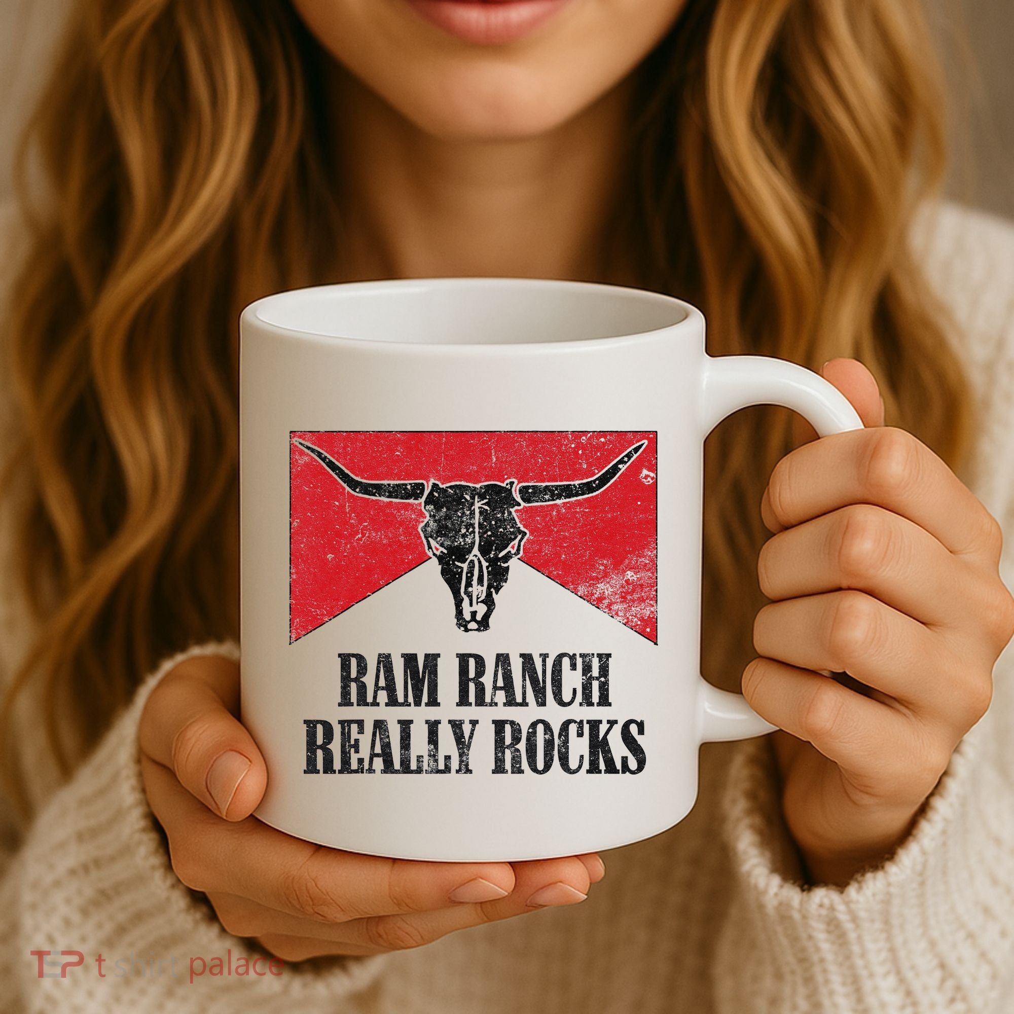 Retro Bull Skull Western Life Country Ram Ranch Rockin' Vibes Coffee Mug