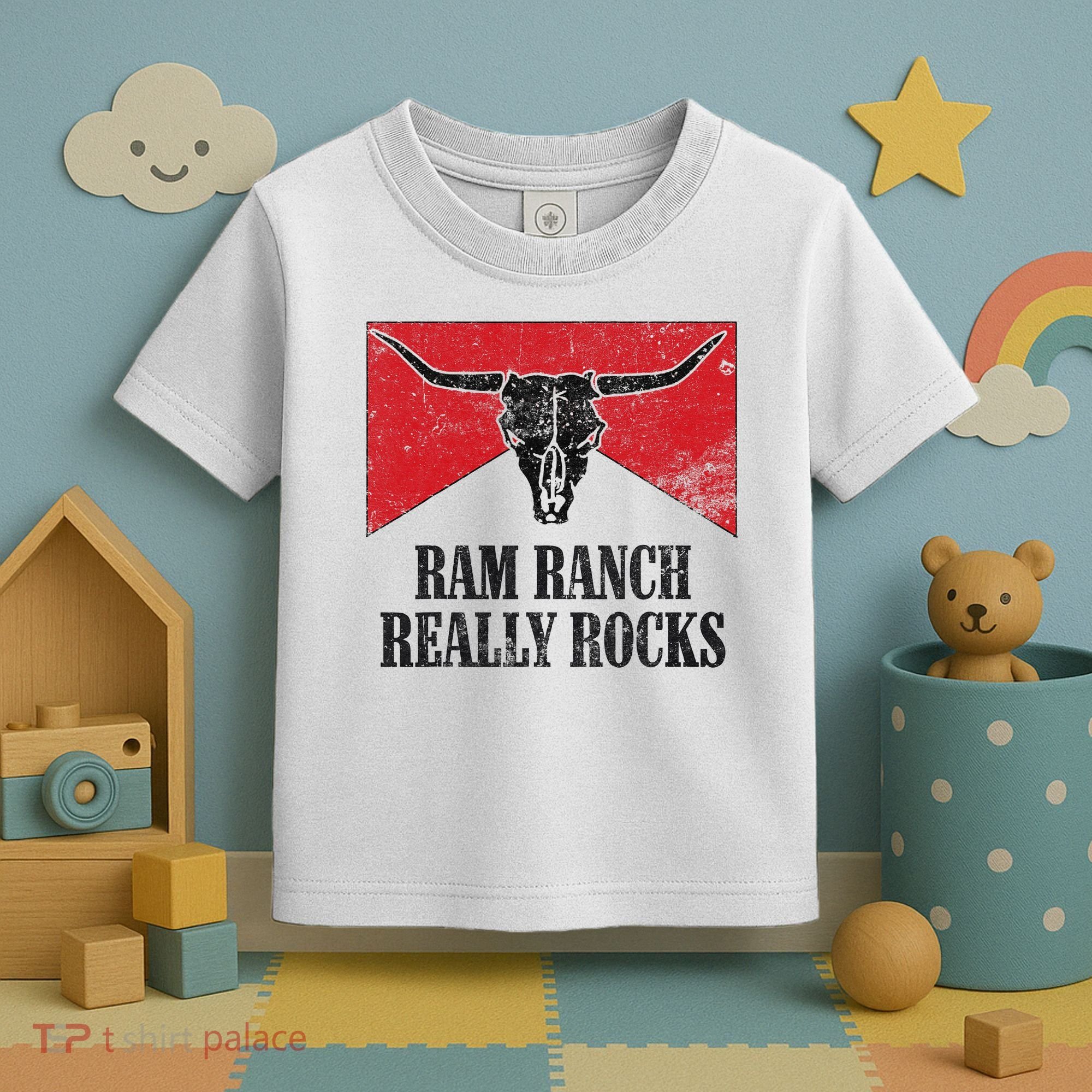 Retro Bull Skull Western Life Country Ram Ranch Rockin' Vibes Toddler T-Shirt