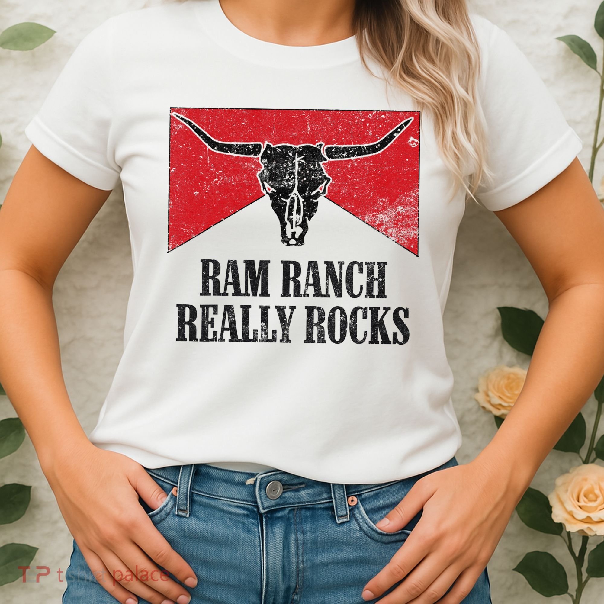 Retro Bull Skull Western Life Country Ram Ranch Rockin' Vibes Women's T-Shirt
