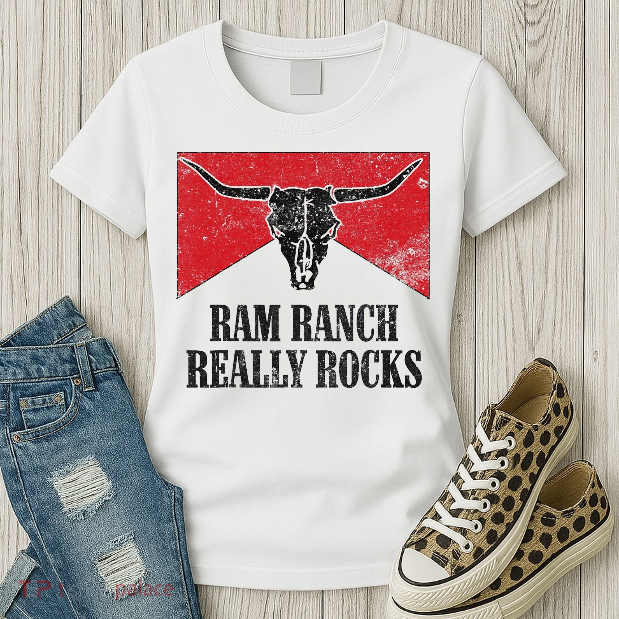 Retro Bull Skull Western Life Country Ram Ranch Rockin' Vibes Women's T-Shirt