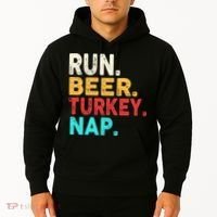 Run Beer Turkey Nap Thanksgiving Gift Hoodie thumb 2