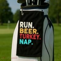Run Beer Turkey Nap Thanksgiving Gift Golf Towel thumb 2