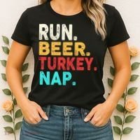 Run Beer Turkey Nap Thanksgiving Gift Women's T-Shirt thumb 2