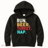 Run Beer Turkey Nap Thanksgiving Gift Kids Hoodie thumb 0