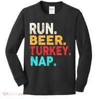 Run Beer Turkey Nap Thanksgiving Gift Kids Long Sleeve Shirt thumb 0