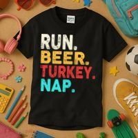 Run Beer Turkey Nap Thanksgiving Gift Kids T-Shirt thumb 3