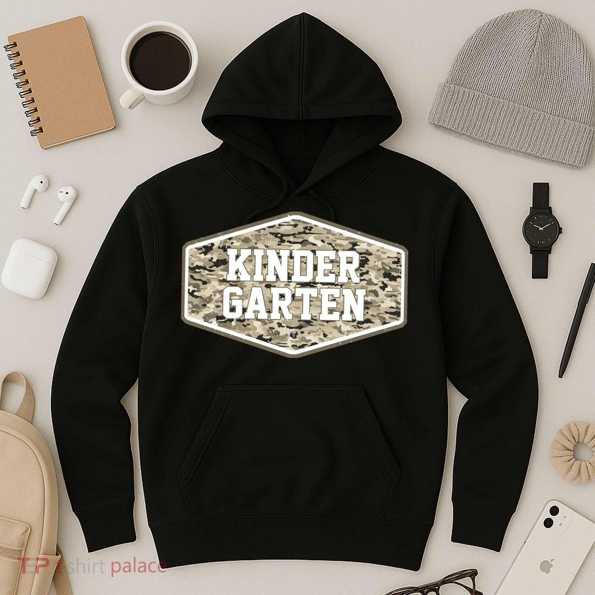 Retro Back To School Old Camo Kindergarten Hoodie