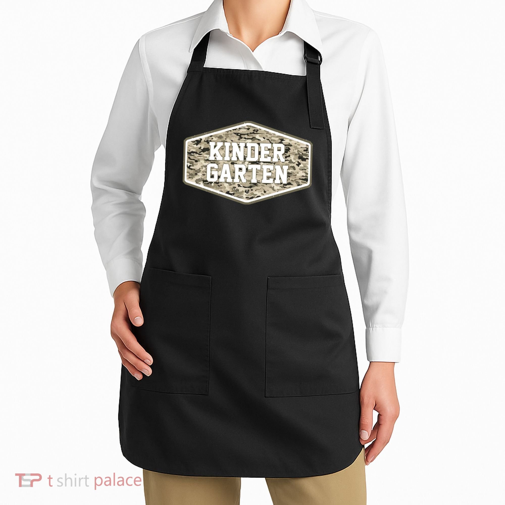 Retro Back To School Old Camo Kindergarten Apron