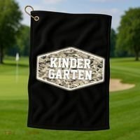 Retro Back To School Old Camo Kindergarten Golf Towel thumb 1