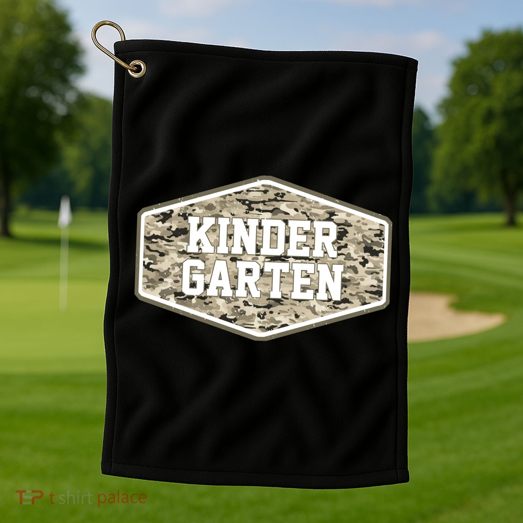 Retro Back To School Old Camo Kindergarten Golf Towel