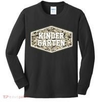 Retro Back To School Old Camo Kindergarten Kids Long Sleeve Shirt thumb 0