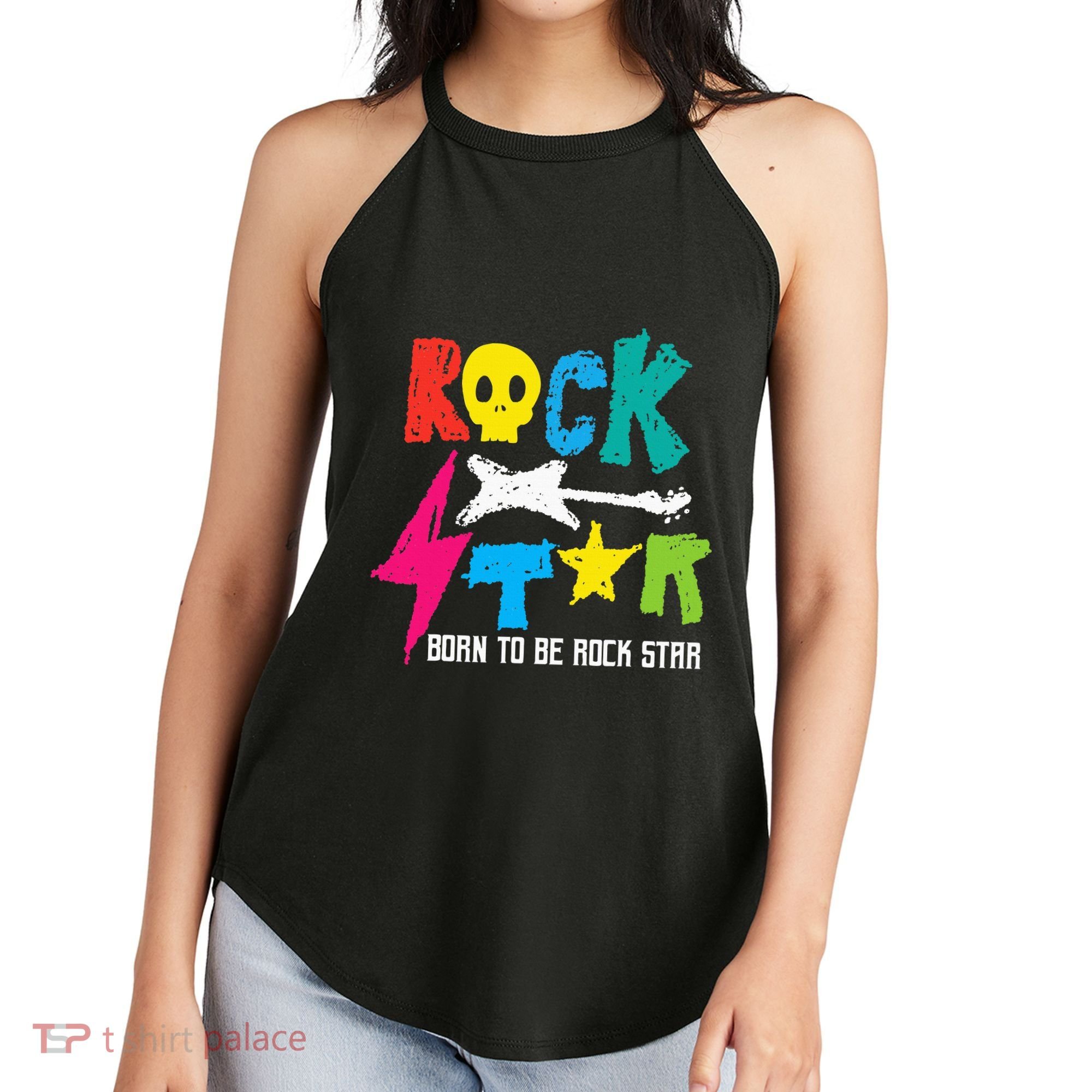 Rockstar Born To Be Rockstar Music Funny Gift Women's Perfect Tri Rocker Tank