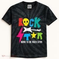 Rockstar Born To Be Rockstar Music Funny Gift Kids Tie-Dye T-Shirt thumb 0