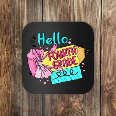 Retro Back To School Hello Fourth Grade Coaster