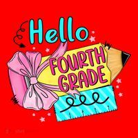 Retro Back To School Hello Fourth Grade Santa Hat thumb 1