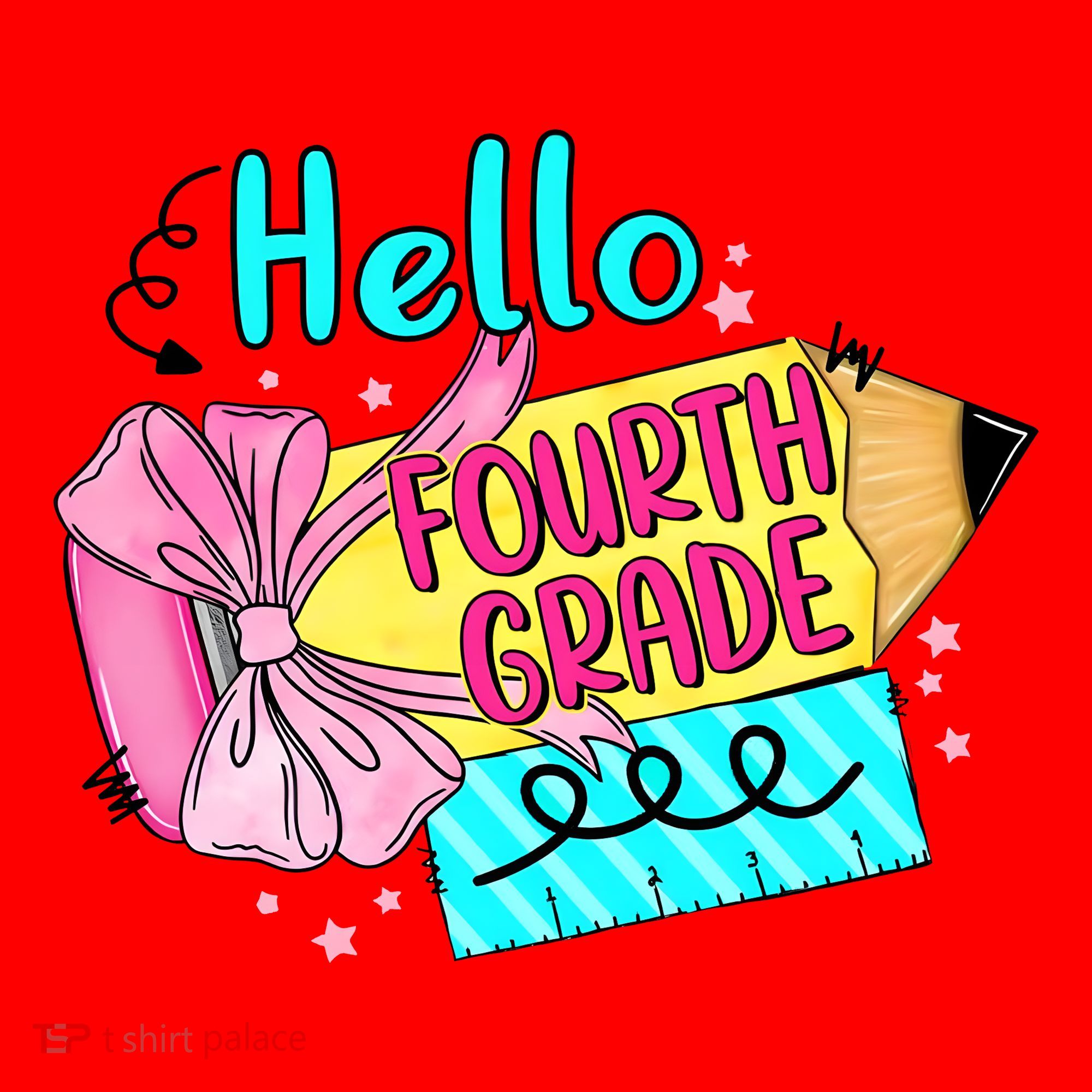 Retro Back To School Hello Fourth Grade Santa Hat