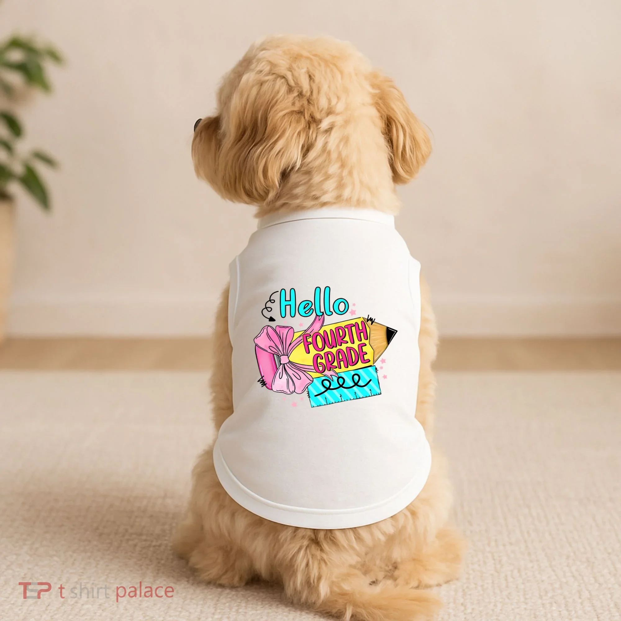 Retro Back To School Hello Fourth Grade Doggie Tank
