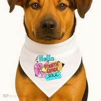 Retro Back To School Hello Fourth Grade USA-Made Doggie Bandana thumb 1