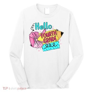 Retro Back To School Hello Fourth Grade Long Sleeve Shirt