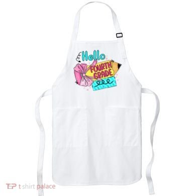Retro Back To School Hello Fourth Grade Apron