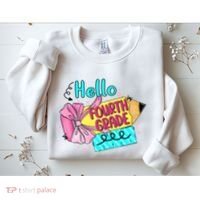 Retro Back To School Hello Fourth Grade Sweatshirt thumb 2