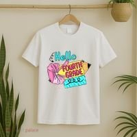 Retro Back To School Hello Fourth Grade T-Shirt thumb 2