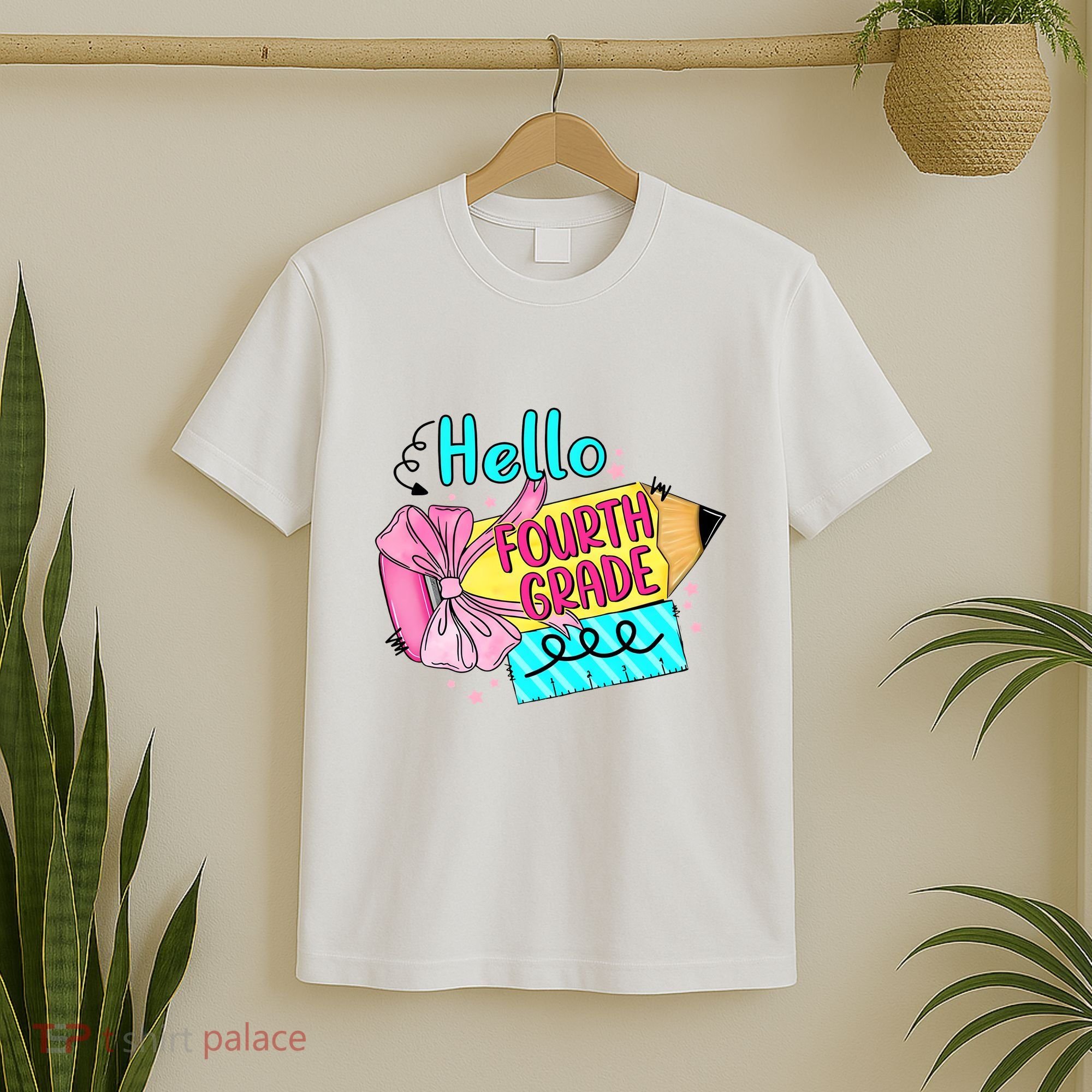 Retro Back To School Hello Fourth Grade T-Shirt