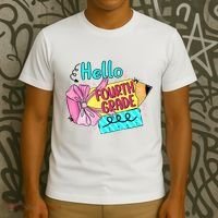 Retro Back To School Hello Fourth Grade T-Shirt thumb 3