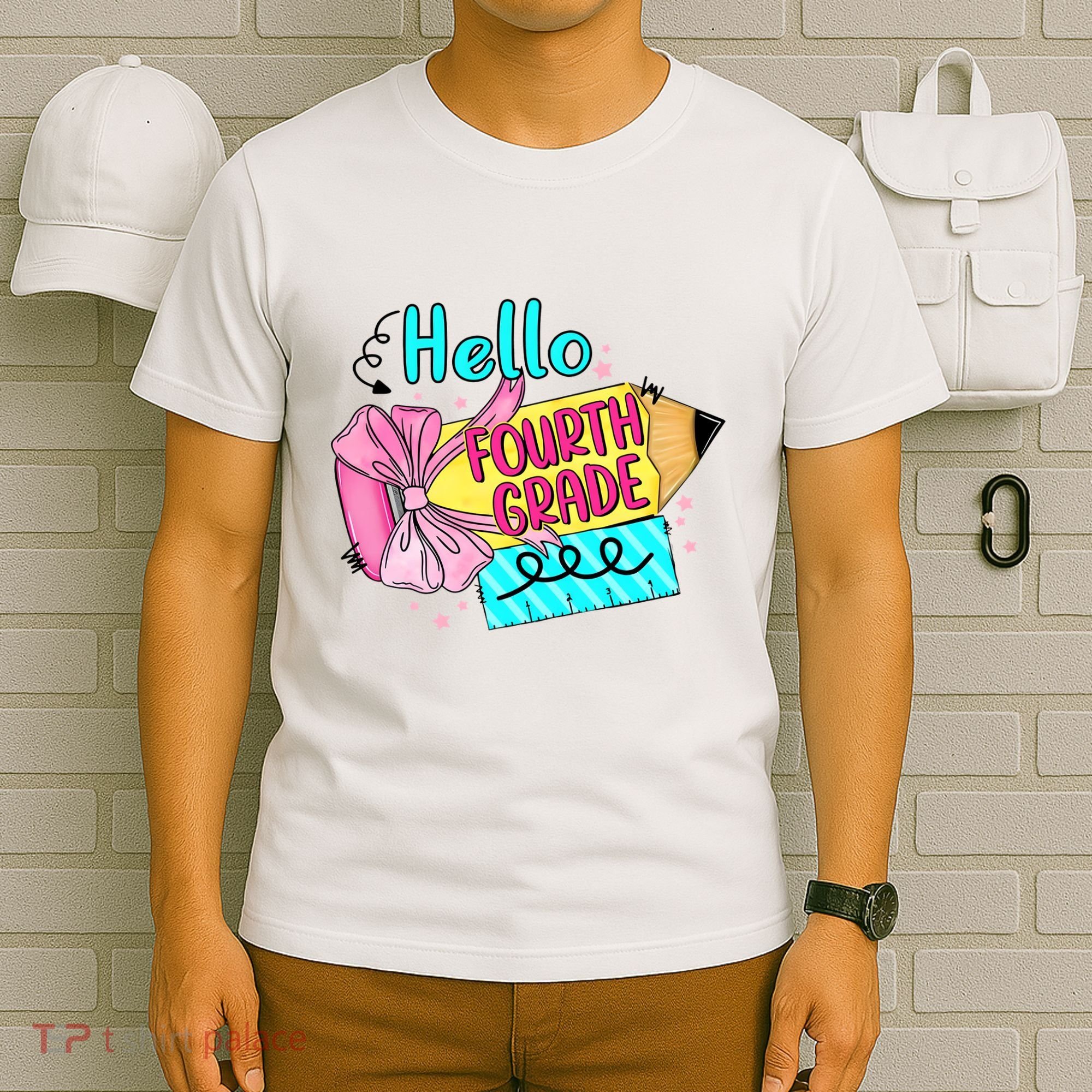 Retro Back To School Hello Fourth Grade T-Shirt