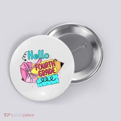 Retro Back To School Hello Fourth Grade Button