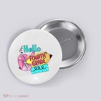 Retro Back To School Hello Fourth Grade Button thumb 0