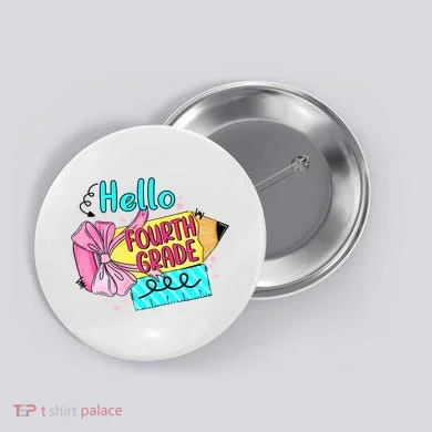 Retro Back To School Hello Fourth Grade Button