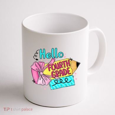 Retro Back To School Hello Fourth Grade Coffee Mug back