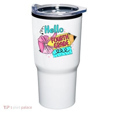 Retro Back To School Hello Fourth Grade Tumbler