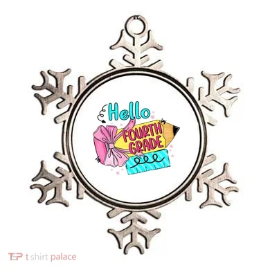 Retro Back To School Hello Fourth Grade Ornament