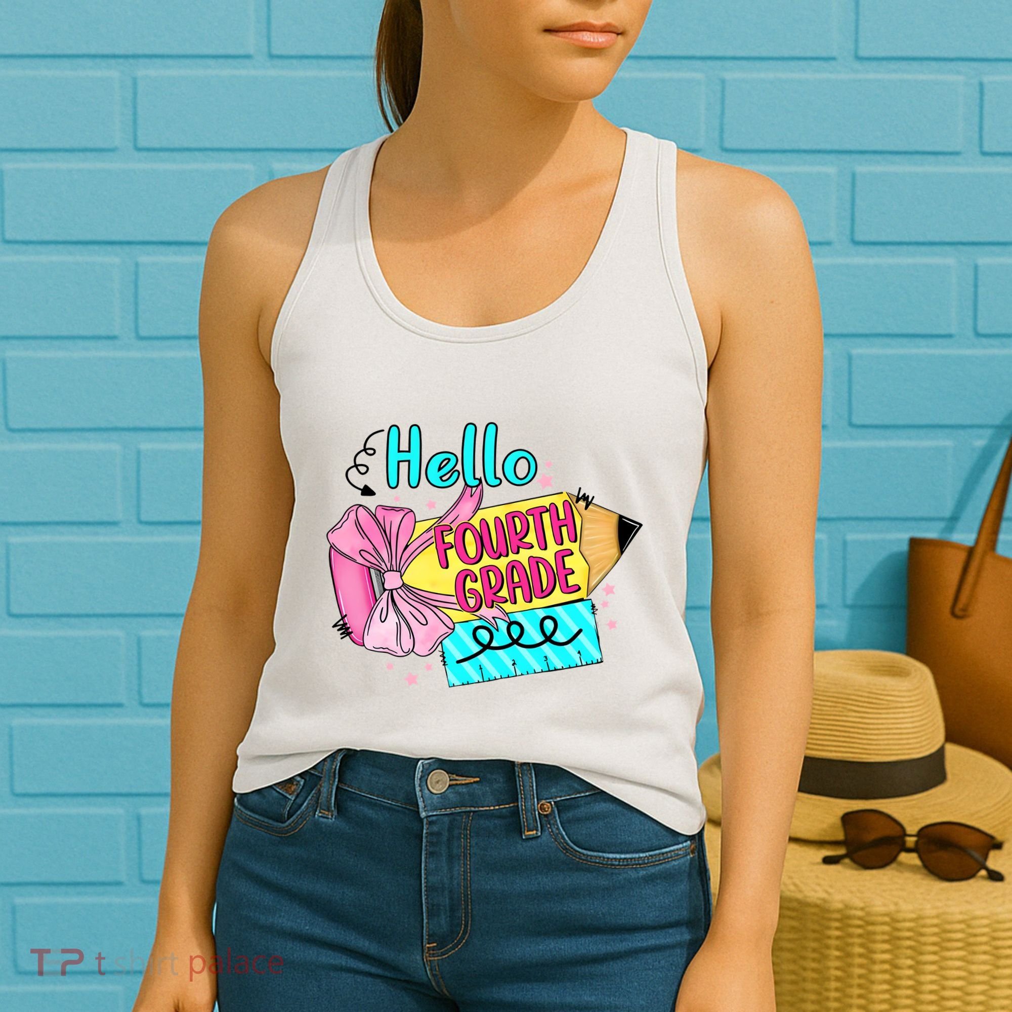 Retro Back To School Hello Fourth Grade Women's Tank Top