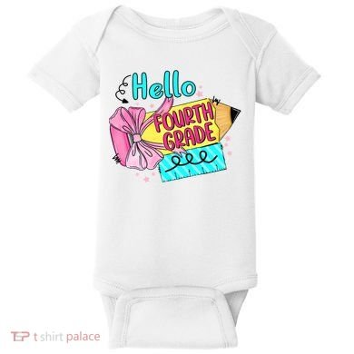Retro Back To School Hello Fourth Grade Baby Bodysuit