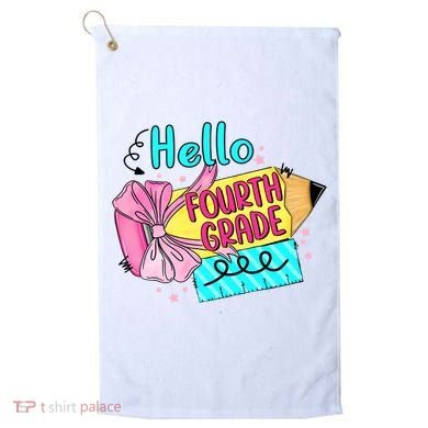 Retro Back To School Hello Fourth Grade Golf Towel