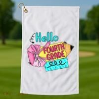 Retro Back To School Hello Fourth Grade Golf Towel thumb 1