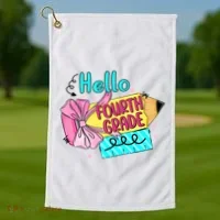 Retro Back To School Hello Fourth Grade Golf Towel thumb 1