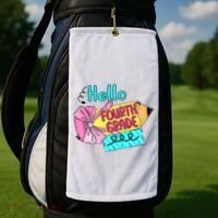 Retro Back To School Hello Fourth Grade Golf Towel thumb 2