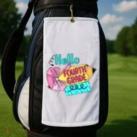 Retro Back To School Hello Fourth Grade Golf Towel thumb 2