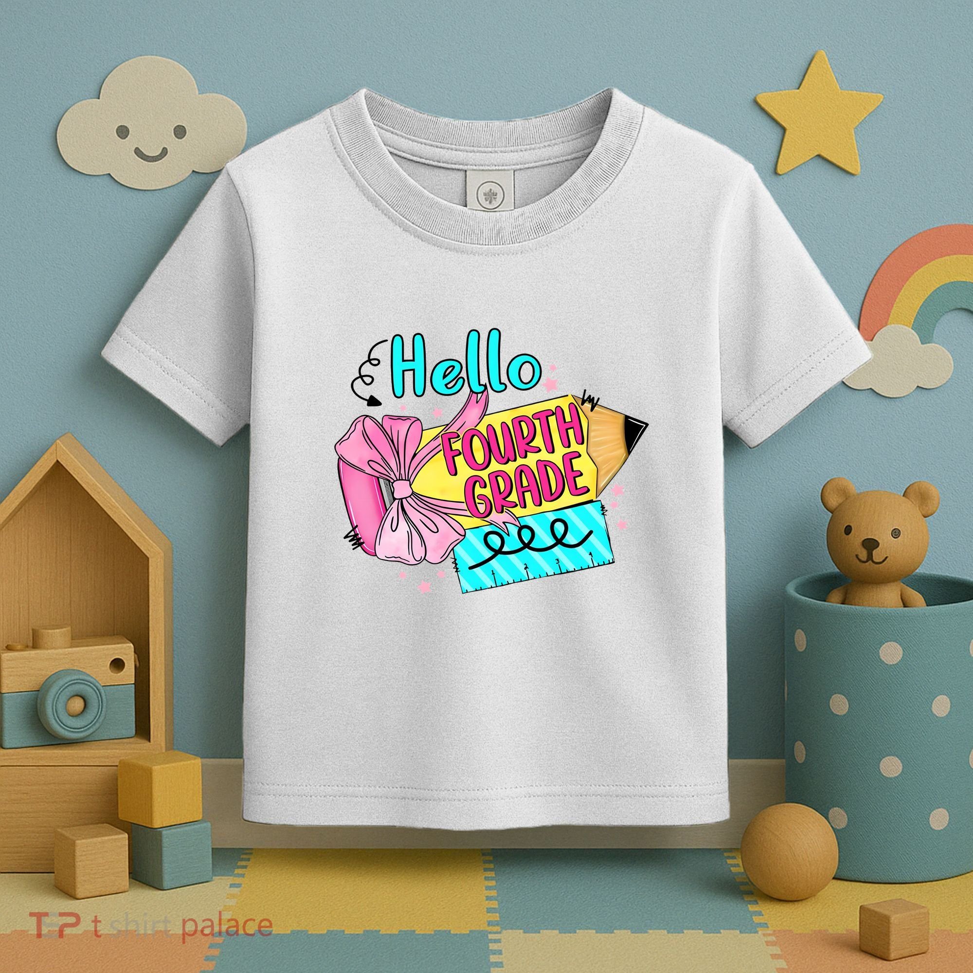 Retro Back To School Hello Fourth Grade Toddler T-Shirt