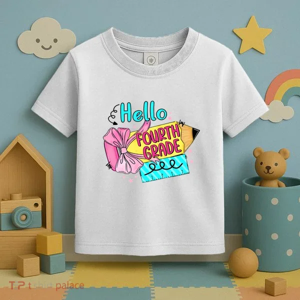 Retro Back To School Hello Fourth Grade Toddler T-Shirt