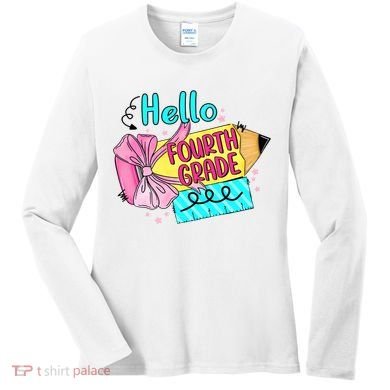 Retro Back To School Hello Fourth Grade Women's Long Sleeve Shirt